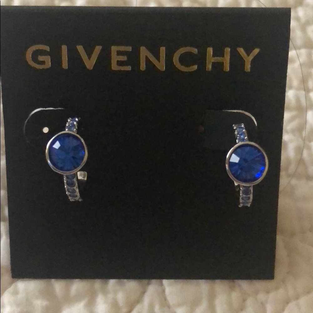 Givenchy Blue Stone Small Hoop Earrings